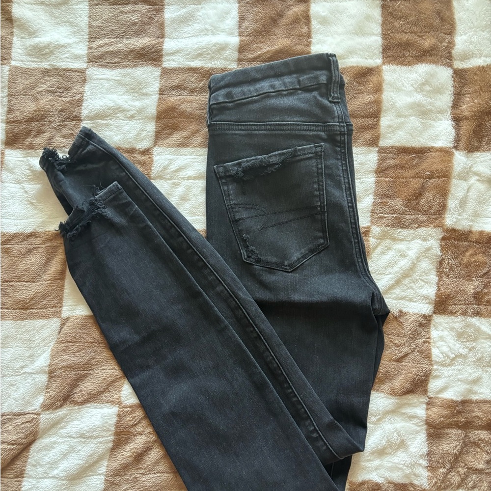 American Eagle Black Ripped Jeans - Picture 2 of 4